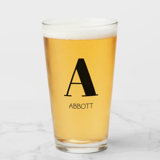 Monogram Name Simple Elegant Glas (Vorne (Gefüllt))