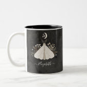 Monogram Name Simple Floral Butterfly Zweifarbige Tasse (Links)