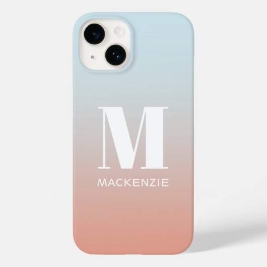 Monogram Name Simple Gradient Personalisiert Case-Mate iPhone Hülle (Rückseite)