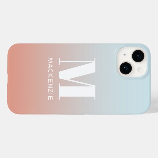 Monogram Name Simple Gradient Personalisiert Case-Mate iPhone Hülle (Rückseite (Horizontal))