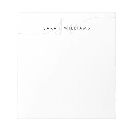 Monogram Name Simple Modern Elegant Script Initial Notizblock (Vorderseite)