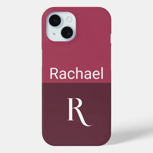 Monogram Name Stilish Burgundy Case-Mate iPhone Hülle (Rückseite)