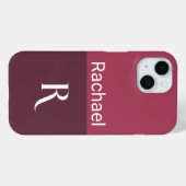Monogram Name Stilish Burgundy Case-Mate iPhone Hülle (Rückseite (Horizontal))