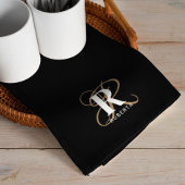 Monogram Name Stilvolles Black Gold Script Geschirrtuch