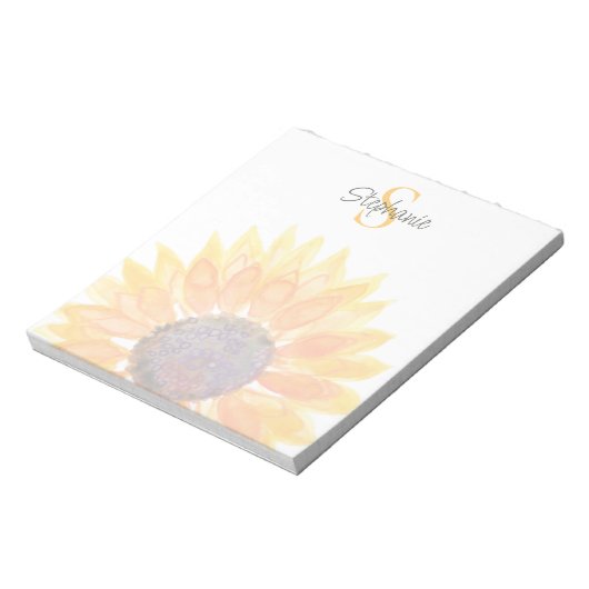 Monogram Name Sunflower  Notizblock (Rotiert)
