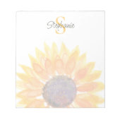 Monogram Name Sunflower  Notizblock (Vorderseite)