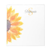 Monogram Name Sunflower Notizblock (Vorderseite)
