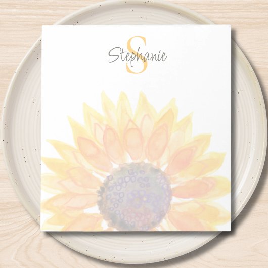 Monogram Name Sunflower  Notizblock