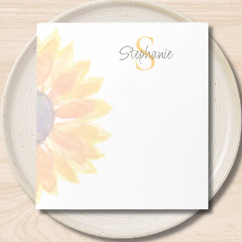 Monogram Name Sunflower Notizblock