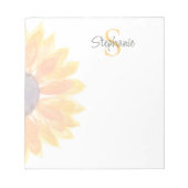 Monogram Name Sunflower Notizblock (Vorderseite)