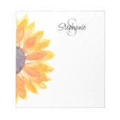 Monogram Name Sunflower Notizblock (Vorderseite)