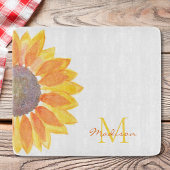 Monogram Name Sunflower Schneidebrett