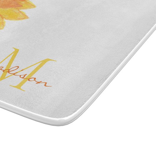 Monogram Name Sunflower Schneidebrett (Ecke)
