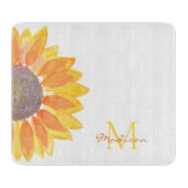 Monogram Name Sunflower Schneidebrett (Vorderseite)