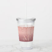 Monogram Name Text Rose Gold Acrylic Tumbler Acryltrinkbecher (Vorderseite)
