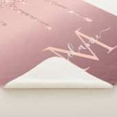 Monogram Name Text Rose Gold Blush Sparkle Sherpadecke (3/4)