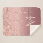 Monogram Name Text Rose Gold Blush Sparkle Sherpadecke (Vorderseite (Horizontal))