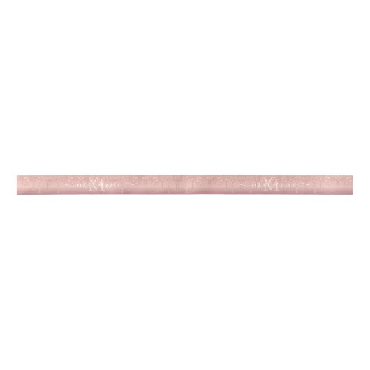 Monogram Name Text Rose Gold Blush Sparkon Band Satinband (Vorderseite)