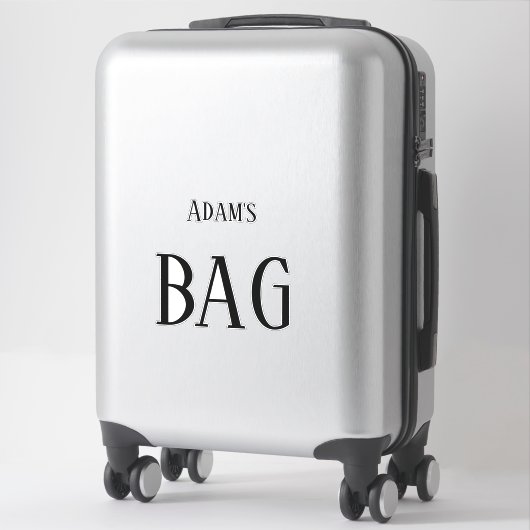Monogram Name Travel Custom Black Text Bold Trendy Aufkleber (Koffer)