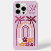 Monogram Name Tropical Summer Palm Tree Floral Case-Mate iPhone Hülle (Rückseite)