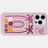 Monogram Name Tropical Summer Palm Tree Floral Case-Mate iPhone Hülle (Rückseite (Horizontal))