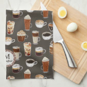 Monogram Name Venti Kaffee Lover Geschirrtuch (Viertel Falte)