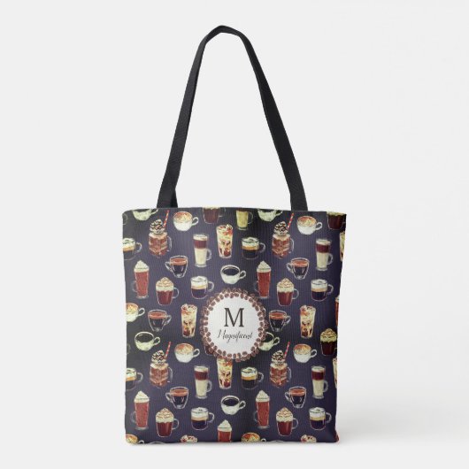 Monogram Name Venti Kaffee Lover Tasche (Rückseite)