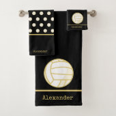 Monogram Name Volleyball Gold Black Badhandtuch Set (Insitu)