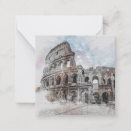 Monogram & Name Watercolor Colosseum Rom Italien Mitteilungskarte
