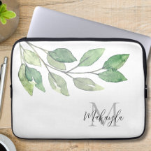Monogram Name Watercolor Greenery