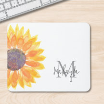 Monogram Name Watercolor Sonnenblume
