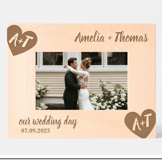 Monogram Name Wedding Custom Wood Frames Geätzte Rahmen