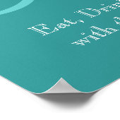 Monogram Name Wedding Reception SignTurquoise Poster (Ecke)