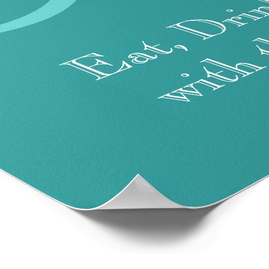 Monogram Name Wedding Reception SignTurquoise Poster (Ecke)