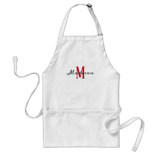 Monogram Name White Red Script Womens Schürze