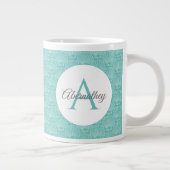 Monogram Name White Sea Muschel Muster Beach House Jumbo-Tasse (Rechts)