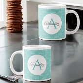 Monogram Name White Sea Muschel Muster Beach House Jumbo-Tasse