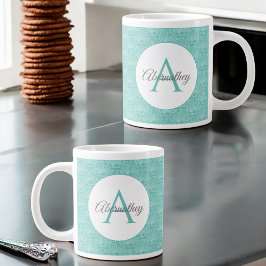 Monogram Name White Sea Muschel Muster Beach House Jumbo-Tasse