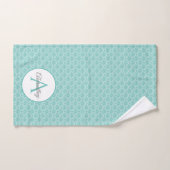 Monogram Name White Sea Muschel Patternhaus Badhandtuch Set (Handtuch)