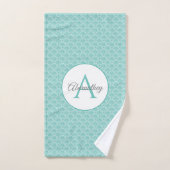 Monogram Name White Sea Muschel Patternhaus Badhandtuch Set (Handtuch)