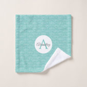 Monogram Name White Sea Muschel Patternhaus Badhandtuch Set (Waschlappen)