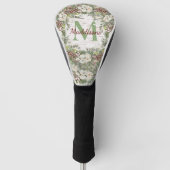 Monogram Name Winter Woodland White Rose Pinecone Golf Headcover (Vorderseite)
