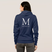 Monogram Name Womens front Back Print Double Side Hoodie (Schwarz voll)