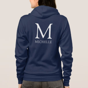 Monogram Name Womens front Back Print Double Side Hoodie