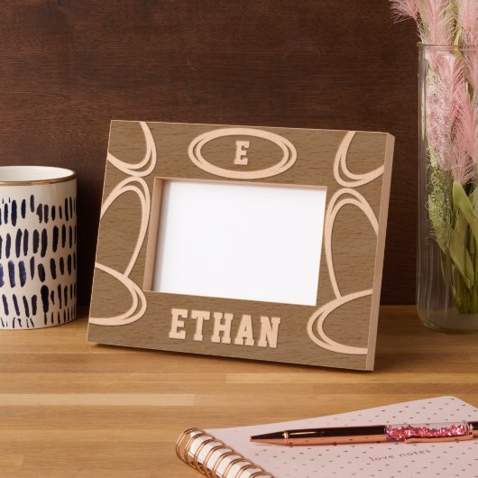 Monogram Name Wood hinzufügen Geätzte Rahmen (Links)
