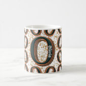 Monogram Name Yellow Green Gepunktet Whimsical Kaffeetasse (Mittel)