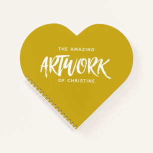 Monogram Name Yellow Heart Artist Sketchbook Notizblock