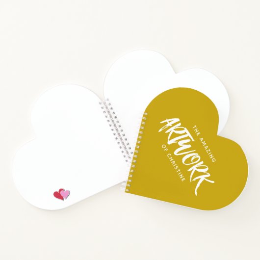 Monogram Name Yellow Heart Artist Sketchbook Notizblock (Innenseite)