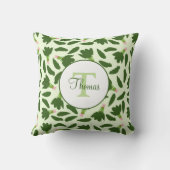Monogram-Namen für grüne Spinach-Blätter Kissen (Rückseite)