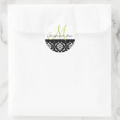 Monogram & Names Damask Green Wedding Sticker (Tasche)